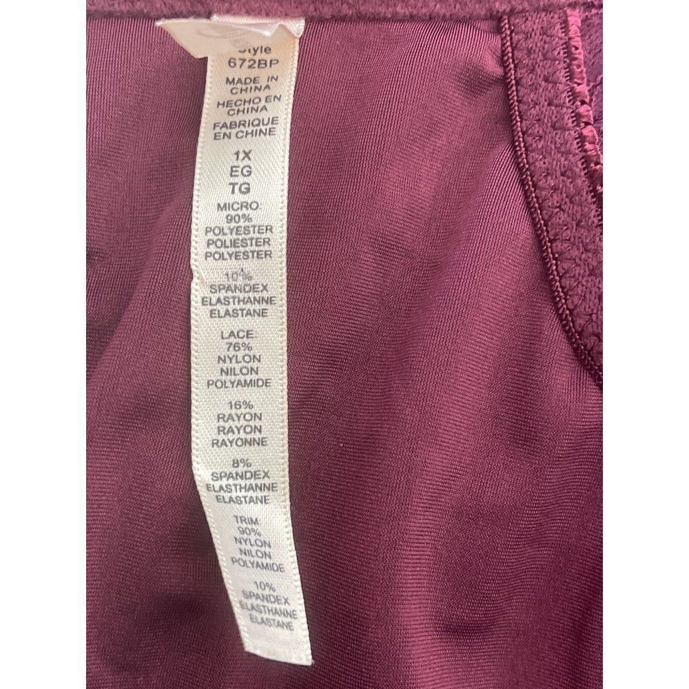 Rhonda Shear Burgandy Lace Pin-Up Bralette Size XL - Picture 9 of 11